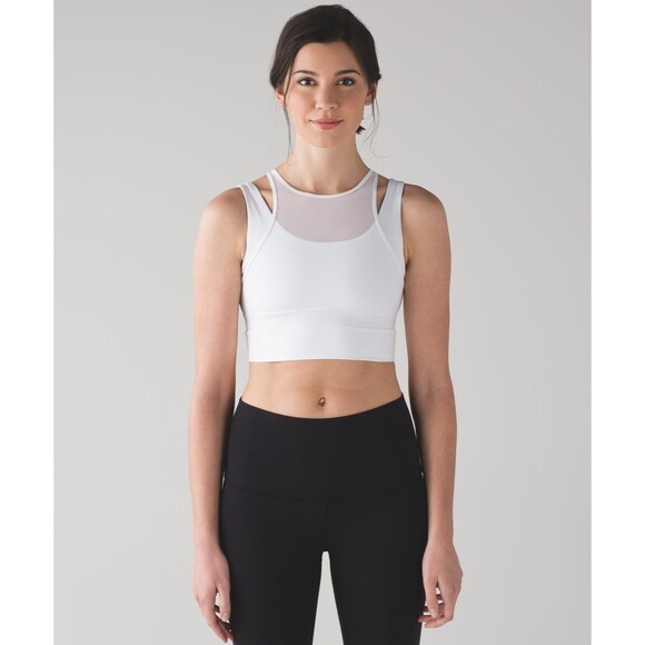 Lululemon Double Tap Bra II White Yoga Workout Size 6 / S Wicking Medium Support - Picture 2 of 5